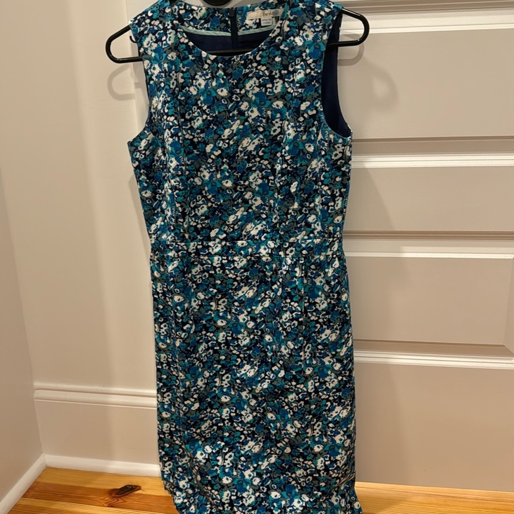 BODEN blue floral sleeveless sheath dress